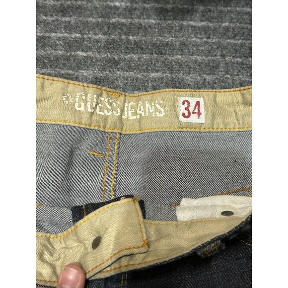 Guess Jeans Denim Baggy Shorts Mens Size 34 Dark Wash‎ Y2K Grunge Skater - Picture 4 of 8